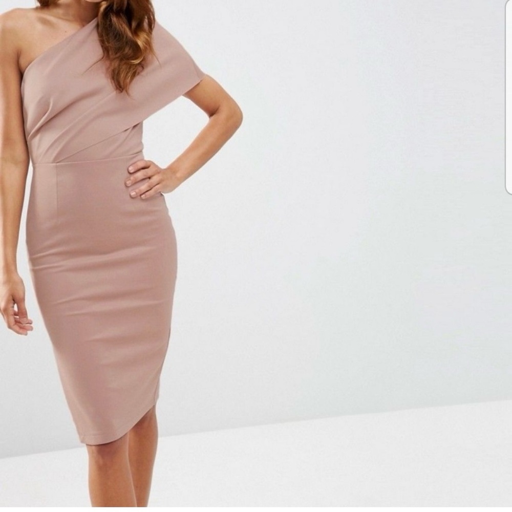ASOS One-Shoulder Tan Dress